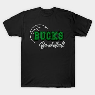 Classic Name Bucks Vintage Styles Green Basketball T-Shirt